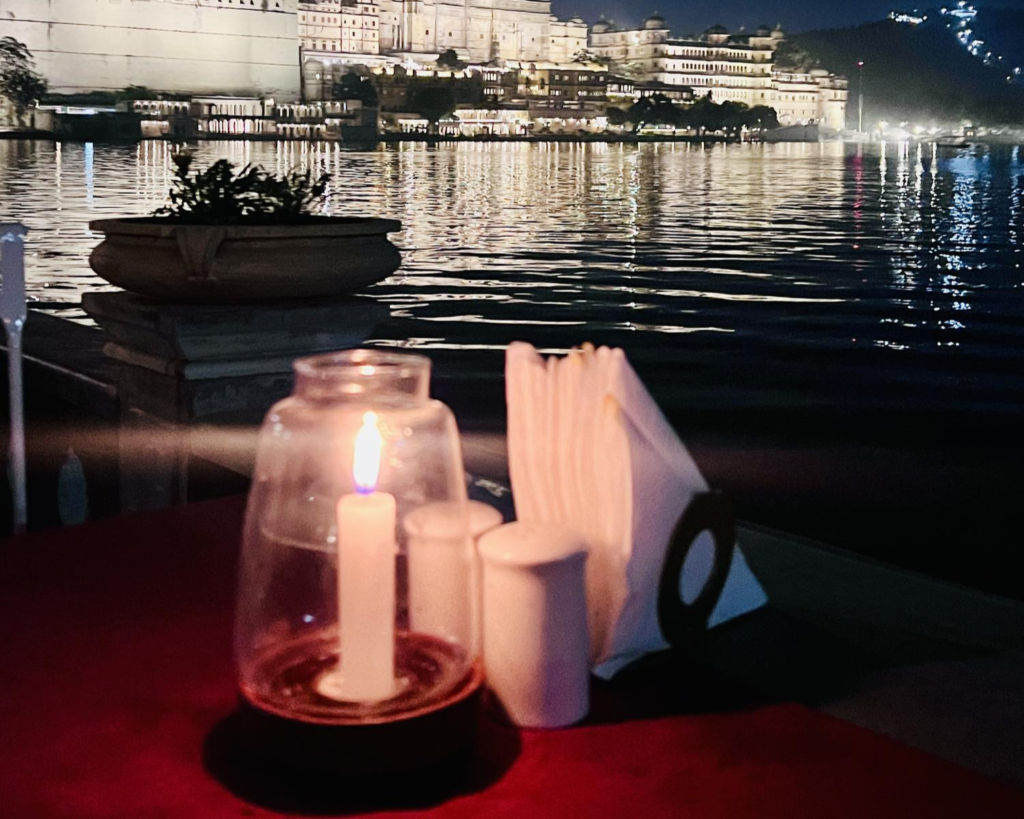 Night view of The Leela Palace Udaipur among top luxury hotels in India