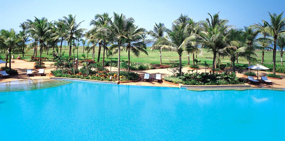 Swimming pool view at Taj Exotica Resort & Spa Goa luxury hotel